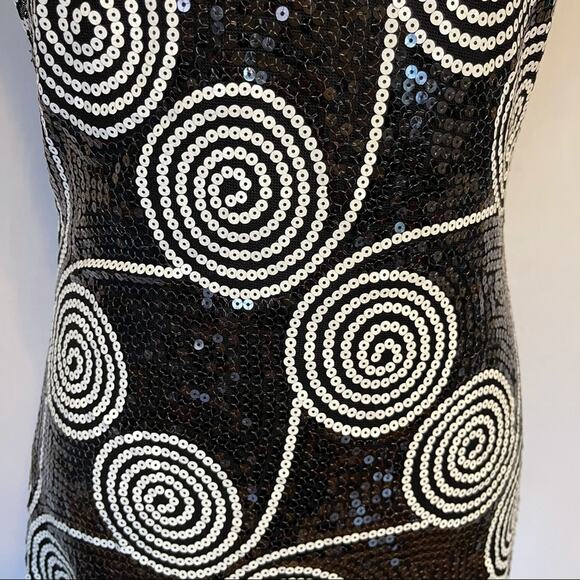 Cache Y2K Glam 90's Black White Sequin Mini Cocktail Party Dress Size 2 - Picture 3 of 10